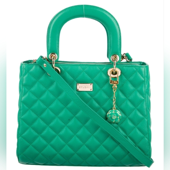 St. John Handbags - St. John Kelly quilted  Green Leather Sachel's handbag Preppy